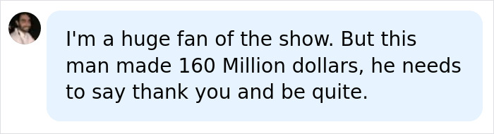 A social media comment discussing The Big Bang Theory star Jim Parsons earnings and the personal price of fame. A social media comment discussing The Big Bang Theory star Jim Parsons earnings and the personal price of fame.