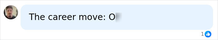 A message bubble showing a comment about the career move of the viral red bikini woman. A message bubble showing a comment about the career move of the viral red bikini woman.