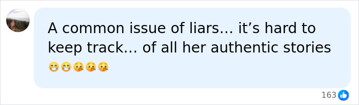 A social media comment discussing Meghan Markle and alleged lies about her upbringing. A social media comment discussing Meghan Markle and alleged lies about her upbringing.