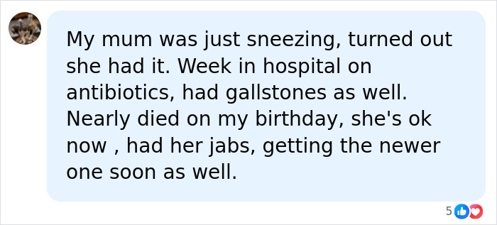 Social media comment describing a personal experience with pneumonia, noting missed warning signs. Social media comment describing a personal experience with pneumonia, noting missed warning signs.