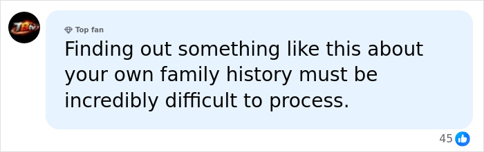 A comment about processing difficult family history, related to the woman's discovery of similarities with Charles Manson. A comment about processing difficult family history, related to the woman's discovery of similarities with Charles Manson.