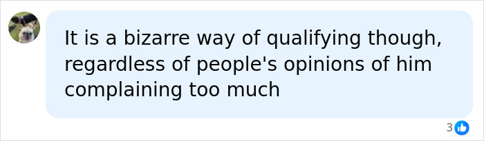 A comment calling the qualification rule bizarre, despite opinions on a sprint star complaining.