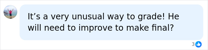A comment questioning an unusual grading method for athletes, linking to the controversial rules affecting female athletes.