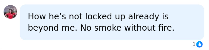 Screenshot of a social media comment about Jared Leto allegations, asking why he's not locked up, with a thumbs up. Screenshot of a social media comment about Jared Leto allegations, asking why he's not locked up, with a thumbs up.