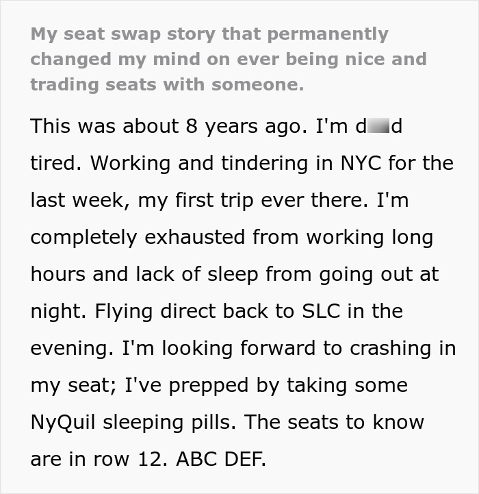 Man Shares A Ridiculous Story That Permanently Changed His Mind On Being Nice And Swapping Seats Man Shares A Ridiculous Story That Permanently Changed His Mind On Being Nice And Swapping Seats