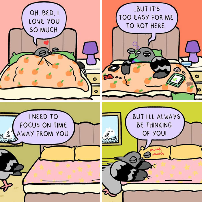 50 New Comics About A Pigeon Going Through Life And Mental Health Struggles By Chuck Mullin