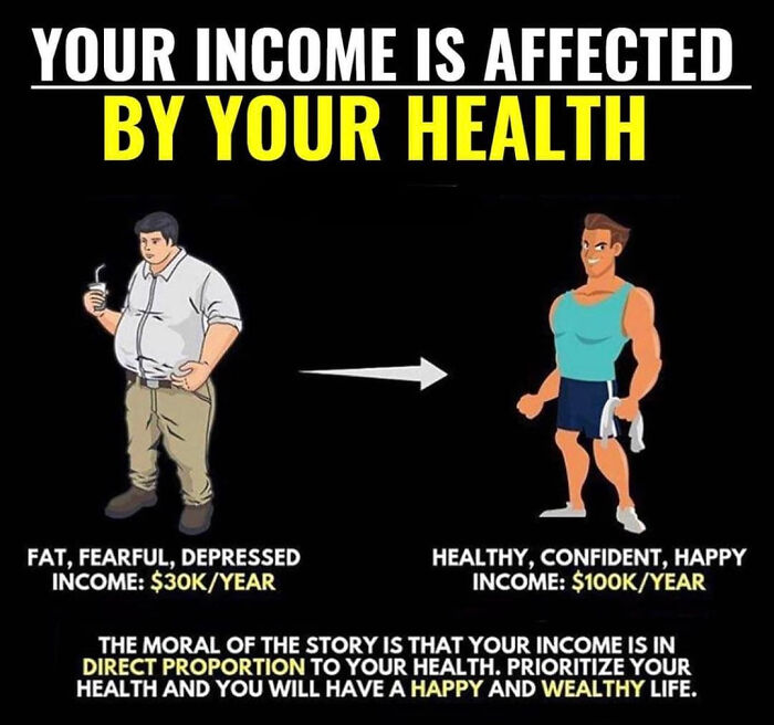 Worst pieces of advice comparing health and income, suggesting better health leads to higher income.