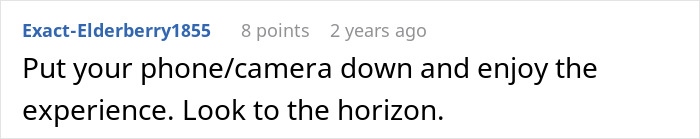 A Reddit comment encourages putting away devices and enjoying the total solar eclipse experience from viewing spots. A Reddit comment encourages putting away devices and enjoying the total solar eclipse experience from viewing spots.