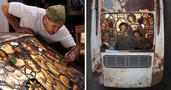 A Los Angeles Artist Transformed Abandoned Porsche 911 Into Breathtaking Stained-Glass Work Of Art