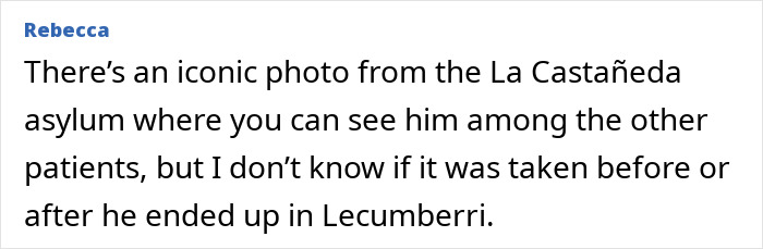A white box with the name Rebecca and a comment about an iconic photo from an asylum, relevant to the street fight. A white box with the name Rebecca and a comment about an iconic photo from an asylum, relevant to the street fight.