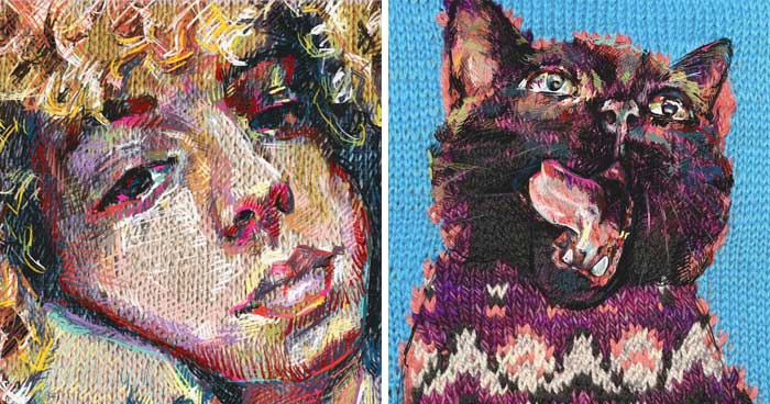 Artist Blends Traditional Knitting With Modern Art To Create Stunning Portraits (33 Pics)