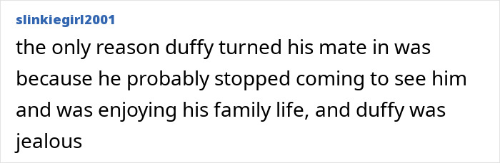 A comment suggesting jealousy as the motive for betrayal, enhancing the theme of fear near Britain's railway stations.