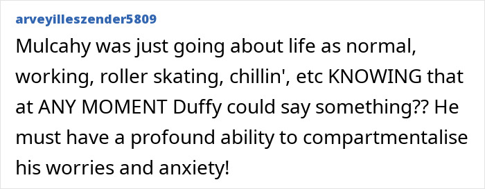 Screenshot of an online comment describing how Mulcahy lived his life, near Britains railway stations.