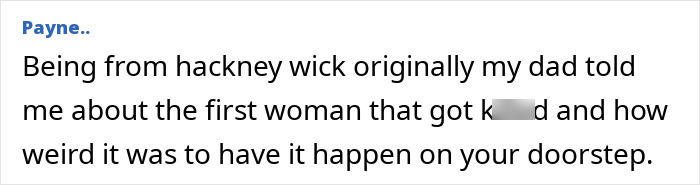 Screenshot of a comment from Payne discussing fear and an event near Britains railway stations.