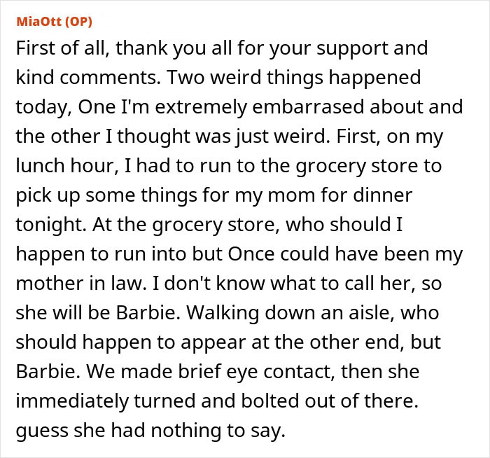 An update about a future mother-in-law calling a woman defective and trying to stop her son from marrying her.