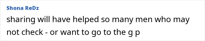 A comment from Shona ReDz highlighting how sharing awareness about 'red flags' helps men. A comment from Shona ReDz highlighting how sharing awareness about 'red flags' helps men.