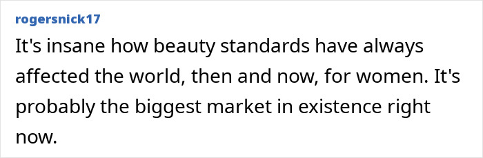 Social media comment about historical beauty standards for women and how fashion and women's bodies were perceived. Social media comment about historical beauty standards for women and how fashion and women's bodies were perceived.