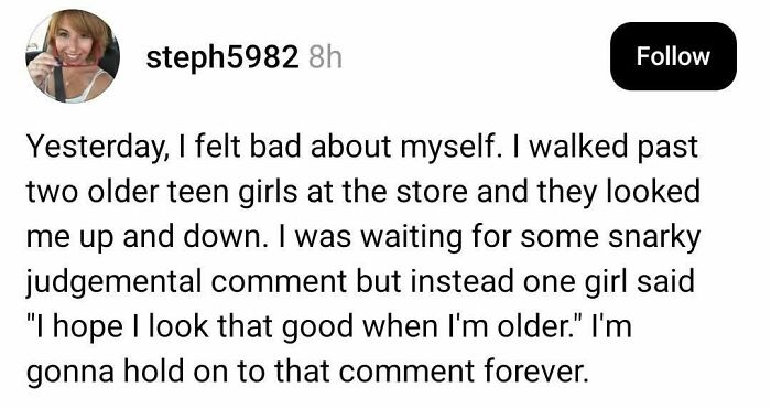 Screenshot of a wholesome post on Instagram, showing someone having someone else's back online.