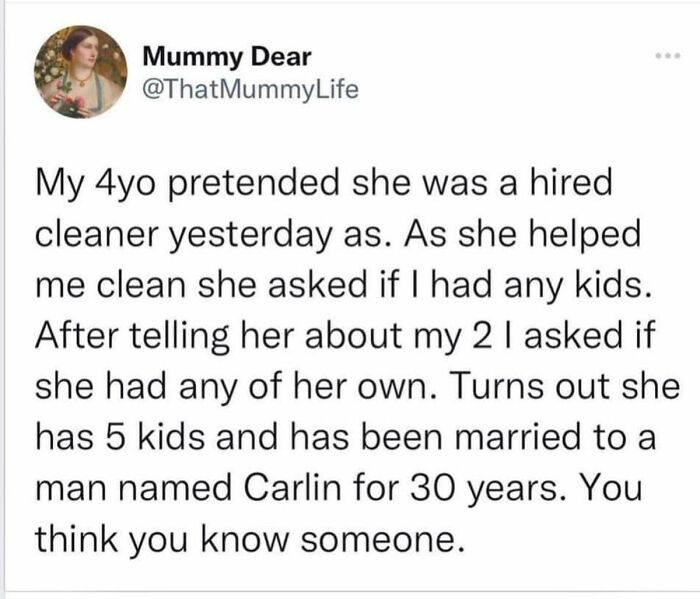 Screenshot of a tweet about wholesome people, a 4-year-old pretending to be a cleaner and having someone else's back.