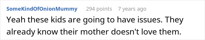 Screenshot of a Reddit comment discussing kids having issues because their mother doesn't love them.