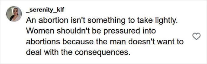 A woman asks for childcare help, a dad refuses. A social media comment about abortion and consequences. A woman asks for childcare help, a dad refuses. A social media comment about abortion and consequences.