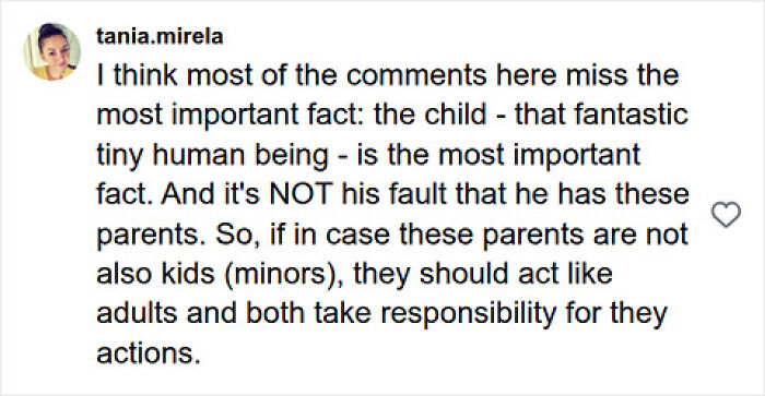 A comment on social media about a baby's dad not interested in childcare help. A comment on social media about a baby's dad not interested in childcare help.