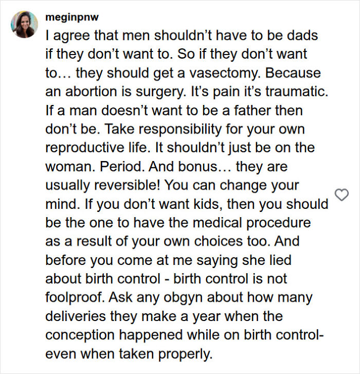 A social media comment discussing a baby's dad's lack of interest in childcare. A social media comment discussing a baby's dad's lack of interest in childcare.