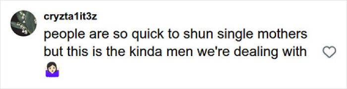 A social media comment from cryzta1it3z discussing how people shun single mothers and the type of men they deal with, relating to childcare help. A social media comment from cryzta1it3z discussing how people shun single mothers and the type of men they deal with, relating to childcare help.