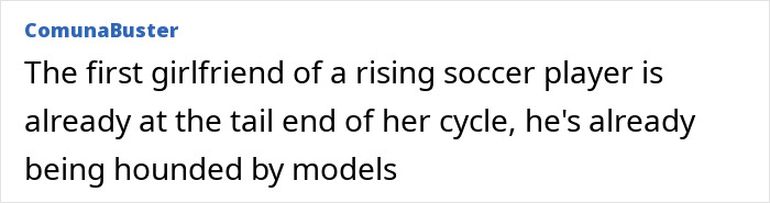 Screenshot of a comment about a World Cup hero's treatment of girlfriend and interest from models. Screenshot of a comment about a World Cup hero's treatment of girlfriend and interest from models.