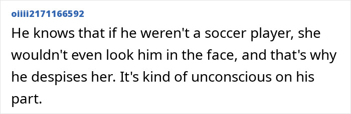 A comment about a World Cup hero's treatment of girlfriend, suggesting he despises her due to his insecurities. A comment about a World Cup hero's treatment of girlfriend, suggesting he despises her due to his insecurities.