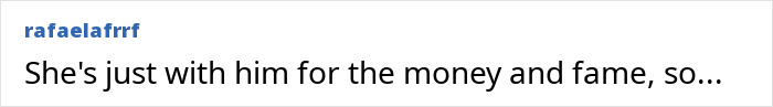 A comment stating the World Cup hero's girlfriend is only with him for money and fame after the final win. A comment stating the World Cup hero's girlfriend is only with him for money and fame after the final win.