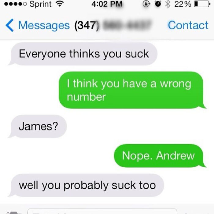 A wrong number text conversation where someone mistakes the recipient for James, resulting in hilarious chaos.