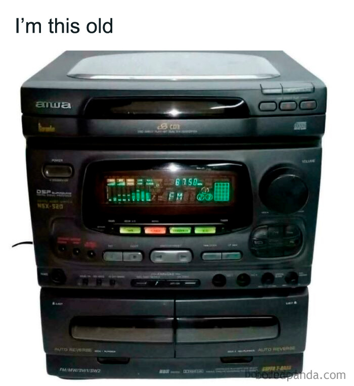 A retro Anwa stereo system, bringing back nostalgic memes for '90s kid childhood memories.