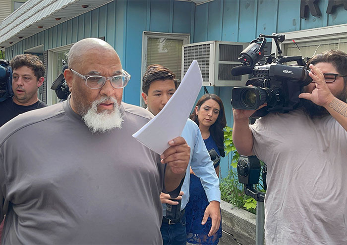 A man speaking to reporters, revealing what really happened to loved ones' bodies donated to Harvard for science. A man speaking to reporters, revealing what really happened to loved ones' bodies donated to Harvard for science.