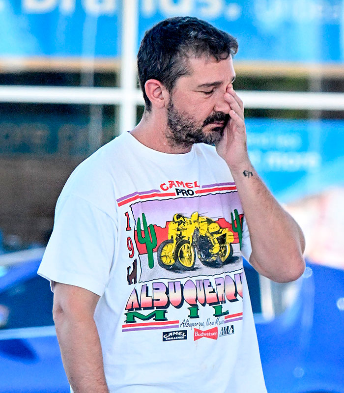 Shia LaBeouf, an A-Lister co-star, with his hand on his face, after an on-set confrontation. Shia LaBeouf, an A-Lister co-star, with his hand on his face, after an on-set confrontation.