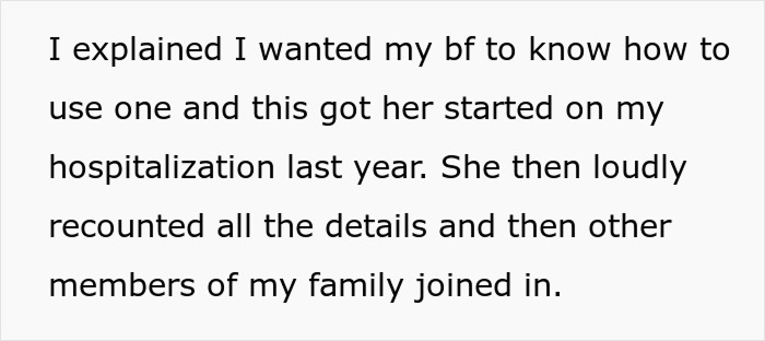 Woman's boyfriend forgets about her allergy; a text describing how her mom started recounting hospitalization details. Woman's boyfriend forgets about her allergy; a text describing how her mom started recounting hospitalization details.