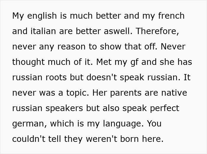 Guy's Accidental Russian Reveal Leaves GF's Parents Feeling Like He Was Hiding A Major Secret Guy's Accidental Russian Reveal Leaves GF's Parents Feeling Like He Was Hiding A Major Secret