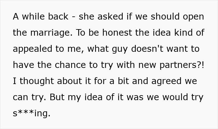 A screenshot of text discussing a guy mourning his marriage after realizing his wife opened it to be with a colleague.