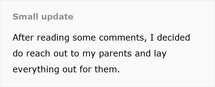 A small update shows a woman reaching out to her parents about her wedding and toxic BIL situation. A small update shows a woman reaching out to her parents about her wedding and toxic BIL situation.