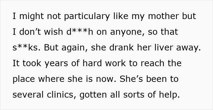 Alcoholic Mom Treats 28YO Daughter Like She's Disposable, Demands Her Liver After Ruining Her Own Alcoholic Mom Treats 28YO Daughter Like She's Disposable, Demands Her Liver After Ruining Her Own