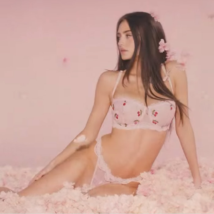 Leni Klum in Intimissimi lingerie surrounded by rose petals, part of the intimate lingerie shoots. Leni Klum in Intimissimi lingerie surrounded by rose petals, part of the intimate lingerie shoots.