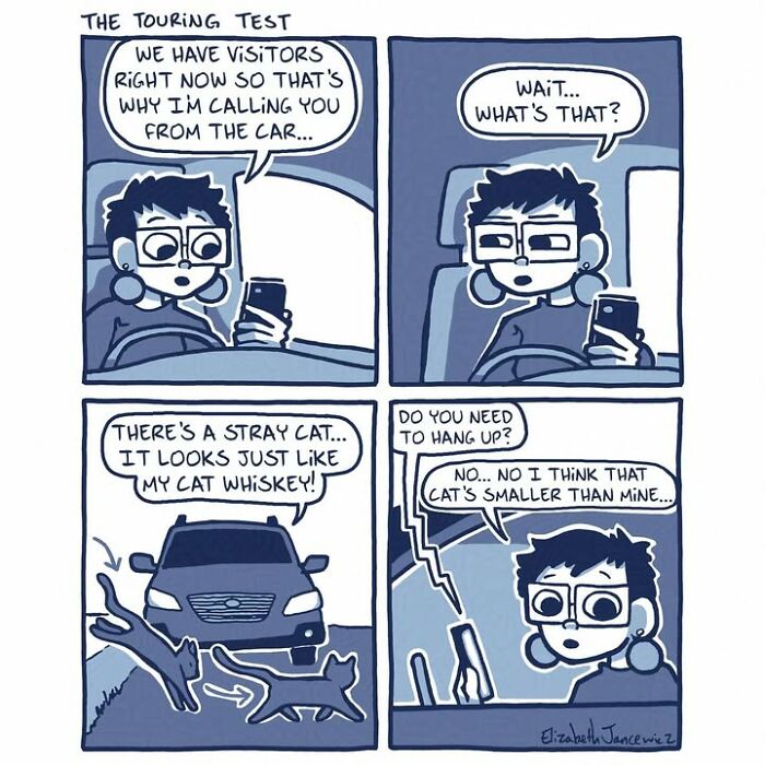 An artist's comic series panel showing a stray cat encounter. Artist turned her unexpected bond with a stray cat into a heartwarming comic series. An artist's comic series panel showing a stray cat encounter. Artist turned her unexpected bond with a stray cat into a heartwarming comic series.
