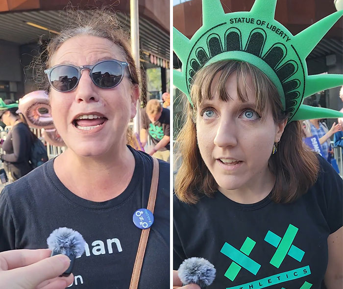 Two anti-trans protesters fumble over a reporter's simple WNBA question during an interview. Two anti-trans protesters fumble over a reporter's simple WNBA question during an interview.