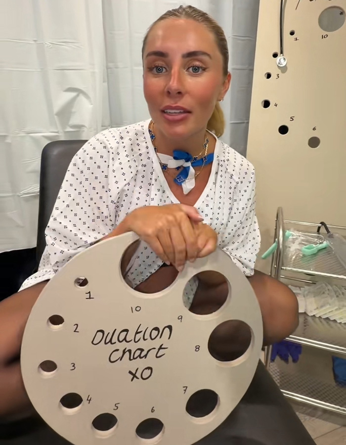 Bonnie Blue displays a dilation chart, part of her Final Stretch stunt, generating disturbing footage and making people sick.