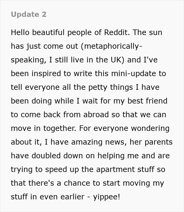 A woman shares an update, waiting for her best friend to move in after her ex-girlfriend sends receipts. A woman shares an update, waiting for her best friend to move in after her ex-girlfriend sends receipts.