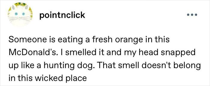 A Tumblr post about smelling a fresh orange in McDonalds, part of the best things shared on Tumblr.