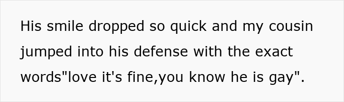 32YO Thinks That Being Gay Is His License To Be Rude To Bro's In-Laws, Gets Snubbed By 17YO Cousin 32YO Thinks That Being Gay Is His License To Be Rude To Bro's In-Laws, Gets Snubbed By 17YO Cousin