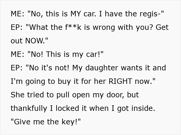 Entitled Mom Desperately Wants “A Blue Car” For Daughter, Even Though It Has An Owner Already Entitled Mom Desperately Wants “A Blue Car” For Daughter, Even Though It Has An Owner Already