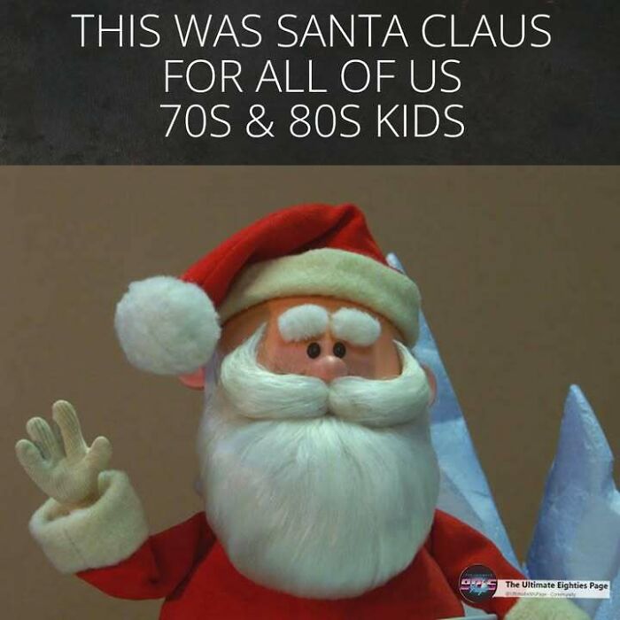 A classic claymation Santa Claus figure, reminiscent of Christmas for '70s and '80s kids and good times.