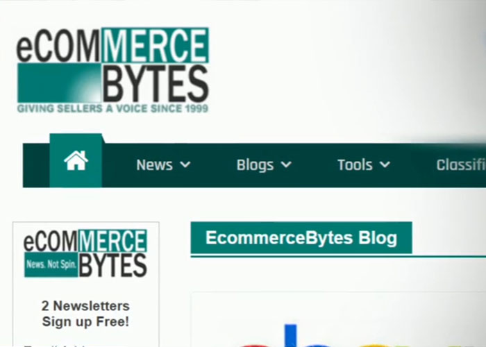 Screenshot of the EcommerceBytes website, which was targeted by eBay's campaign to ruin lives.